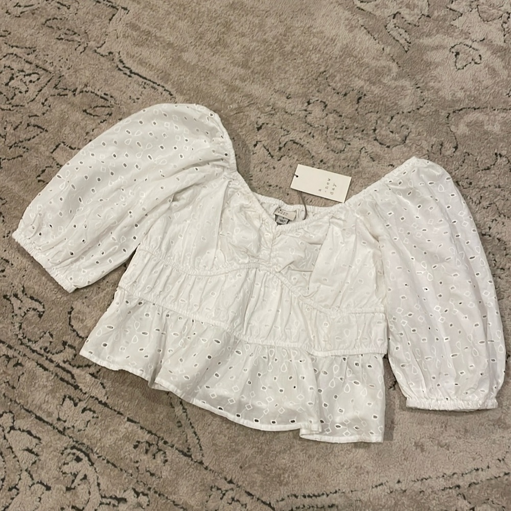 A New Day Puff Sleeve Crop Top